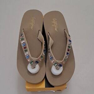 Lsytgrw Women's Size 6 Wedge Sandal With  Gemstone Accented Straps